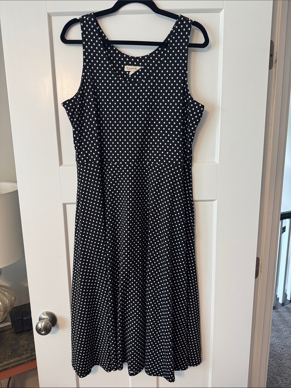 Sleeveless Black & White Polka Dot Midi Dress